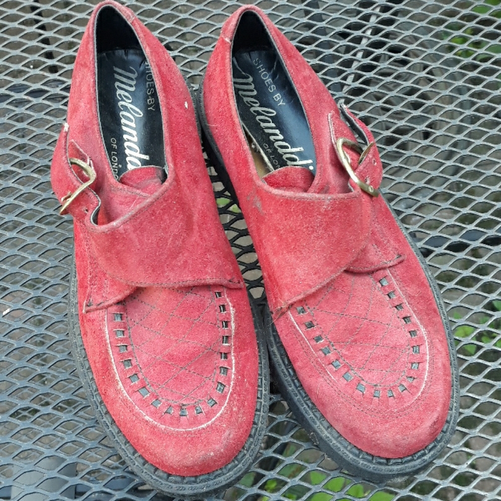 Original Round toe Creepers Red Suede Monk Strap